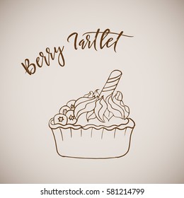 Hand drawn cupcake illustration retro style