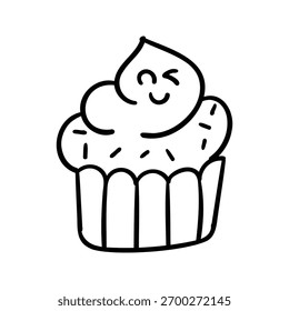Hand drawn cupcake outline element icon