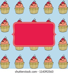hand drawn cupcake pattern vector illustration greeting card design