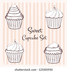 Hand Drawn Cupcake Set