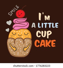 Hand drawn cupcake for t shirt