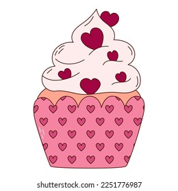 Hand drawn cupcake for Valentine day. Design elements for posters, greeting cards, banners and invitations.