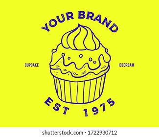 Hand drawn Cupcake Vector Illustration. Ice cream.