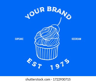 Hand drawn Cupcake Vector Illustration. Ice cream.