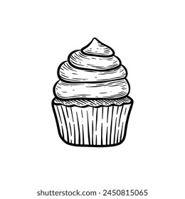 Hand drawn cupcakes in black and white