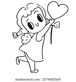 Hand drawn Cupid angel valentine cartoon with love letter and cloud in very cute doodle style 