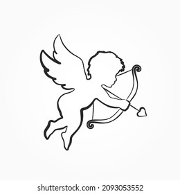 hand drawn cupid with bow and arrow. love symbol. sketchy vector element for valentine's day design