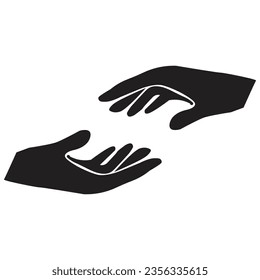 Hand drawn cupped hands illustration. Raised hands vector concept. Volunteering charity, votes, support, hope and peace. Vector human open hands isolated on white background