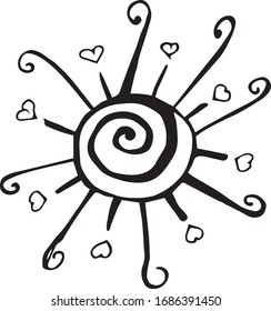 handgezeichnete cursive Sonne ohne Hintergrund