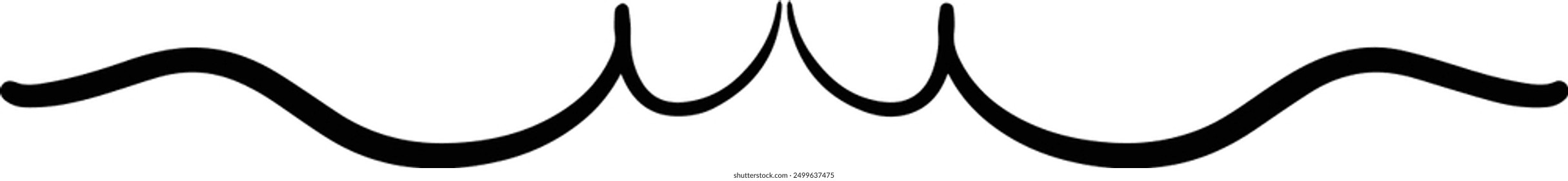 Hand drawn curly divider icon vector illustration design element of swish, swash, swoosh underline swirl squiggle stroke line
