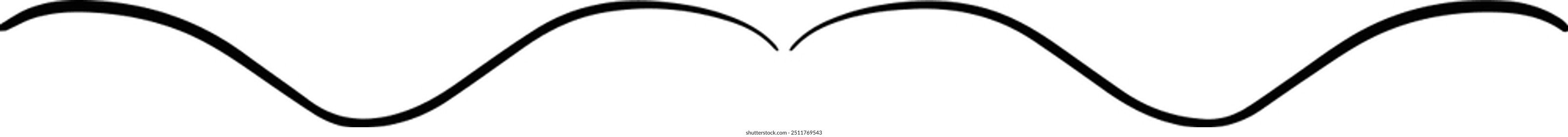 Hand drawn curly divider icon vector illustration design element of swish, swash, swoosh underline swirl squiggle stroke line