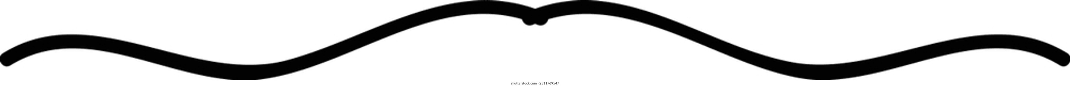 Hand drawn curly divider icon vector illustration design element of swish, swash, swoosh underline swirl squiggle stroke line