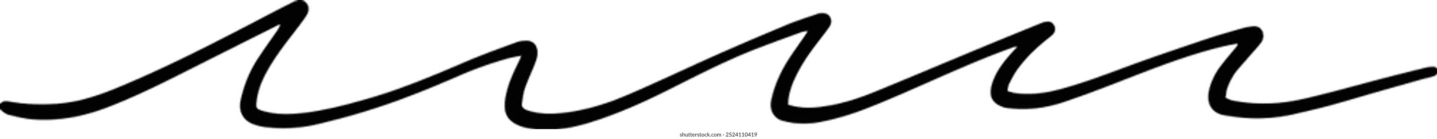 Hand drawn curly divider line icon vector illustration design element of swish, swash, swoosh underline swirl squiggle stroke line