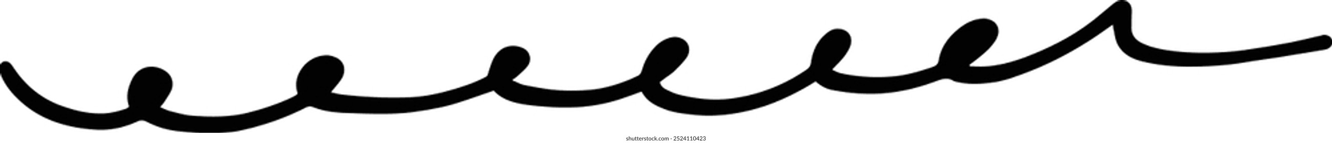 Hand drawn curly divider line icon vector illustration design element of swish, swash, swoosh underline swirl squiggle stroke line