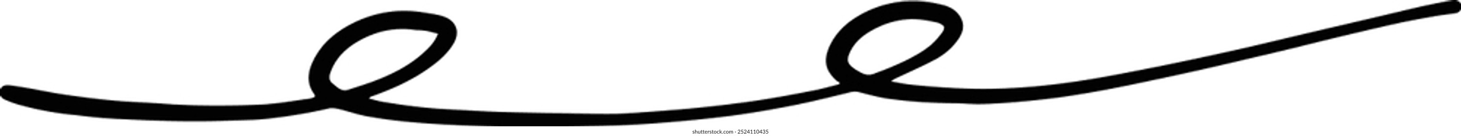 Hand drawn curly divider line icon vector illustration design element of swish, swash, swoosh underline swirl squiggle stroke line