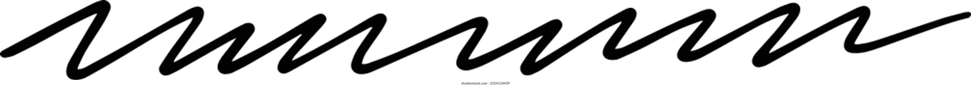 Hand drawn curly divider line icon vector illustration design element of swish, swash, swoosh underline swirl squiggle stroke line