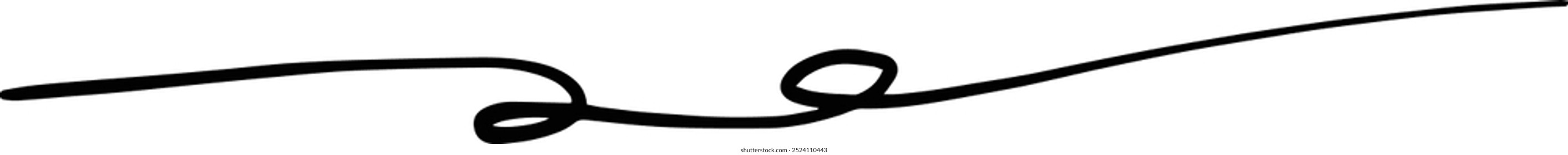 Hand drawn curly divider line icon vector illustration design element of swish, swash, swoosh underline swirl squiggle stroke line