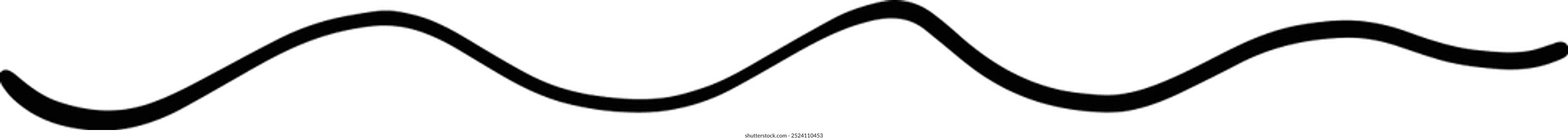 Hand drawn curly divider line icon vector illustration design element of swish, swash, swoosh underline swirl squiggle stroke line
