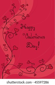 Hand drawn curly flourish with heart blooms