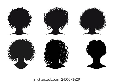 Hand drawn curly hair silhouette