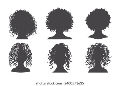 Hand drawn curly hair silhouette