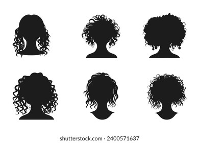 Hand drawn curly hair silhouette