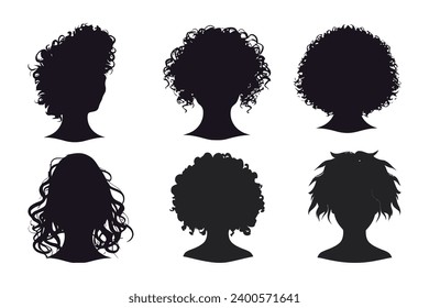 Hand drawn curly hair silhouette