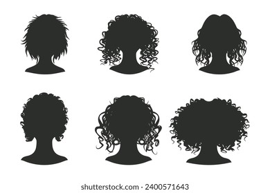 Hand drawn curly hair silhouette