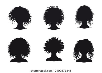 Hand drawn curly hair silhouette