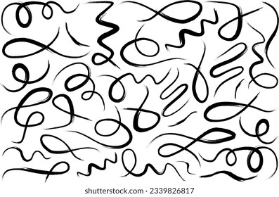 Hand drawn curly swag collection. Calligraphic swirl. Select text elements. Vector illustration.