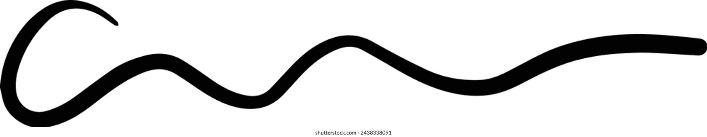 Hand drawn curly swish icon vector illustration, paint brush design element of swash, swoosh, swoosh underline swirl squiggle stroke illustration 