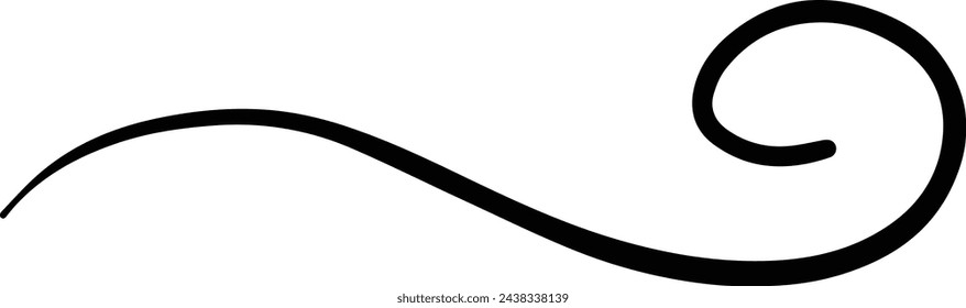 Hand drawn curly swish icon vector illustration, paint brush design element of swash, swoosh, swoosh underline swirl squiggle stroke illustration 