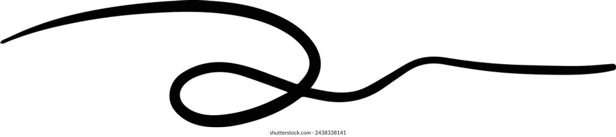Hand drawn curly swish icon vector illustration, paint brush design element of swash, swoosh, swoosh underline swirl squiggle stroke illustration 