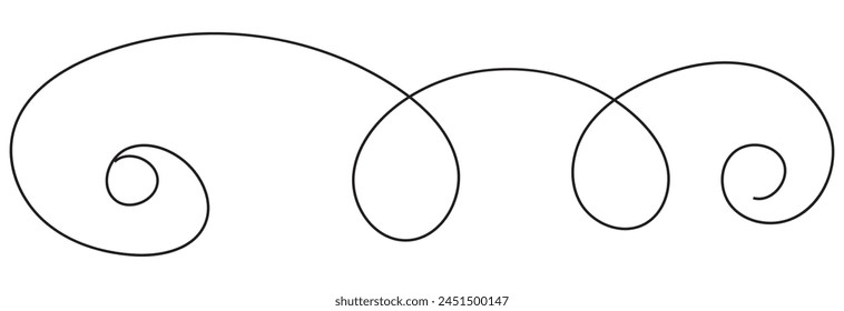 Hand drawn curly thin swishes . Vector highlight text elements. Vector isolated illustration. EPS 10
