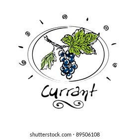 hand drawn currant in vignette