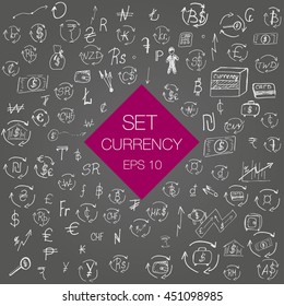 Hand drawn currency and money in vector