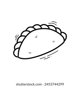 Hand Drawn Curry Puff. Doodle Vector. Isolated on White Background - EPS 10 Vector