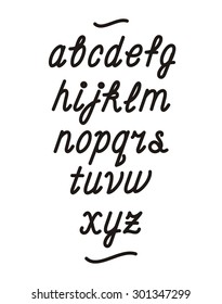 Hand drawn cursive font. Vector alphabet