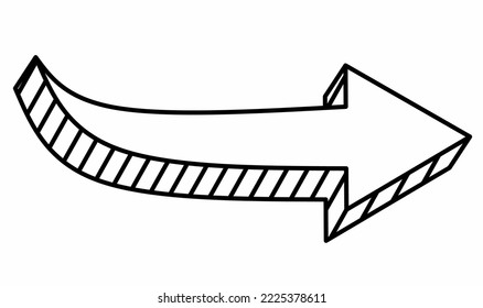 hand drawn curve Arrow icon isolated on white background