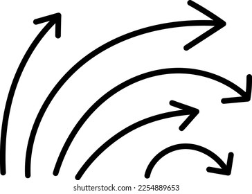 Conjunto de variación de flecha de curva dibujada a mano (línea gruesa)