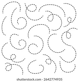 Hand drawn curve dotted line, Spiral dotted line . Dashed hand drawn line icon set . eps 10