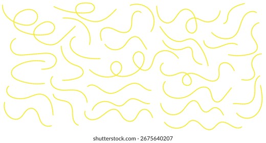 Linha pontilhada curva desenhada à mão, Linha pontilhada espiral desenhada à mão, Caminho de linhas pontilhadas no fundo branco