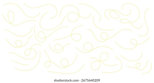 Hand drawn curve dotted line, Spiral dotted line hand drawn, Dotted lines path on white background