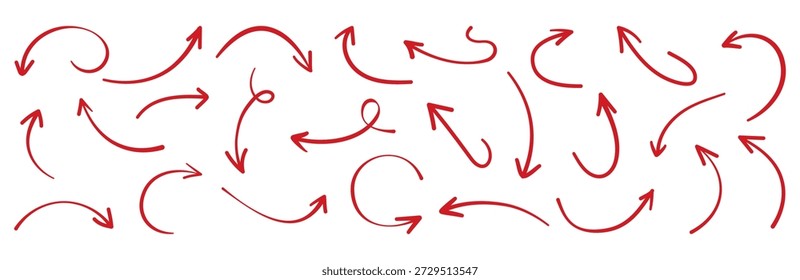 Hand Drawn Curved Arrow Set for Direction and Flow Concepts.