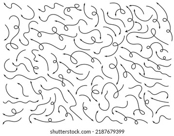Hand drawn curved arrow shape. Arrow line. Arrow icon set