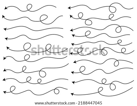 Hand drawn curved arrow shape. Arrow line. Arrow icon set