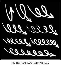 hand drawn curved arrow shapes in doodle style arrows vector illustation