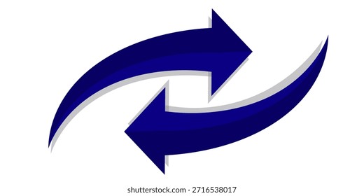 Handgezeichnete, gekrümmte Pfeile. Gebogene Pfeile. blauer Kurvenpfeil Pfeilsymbol für Website-Design, Logo, App, UI. Vektorgrafik.
