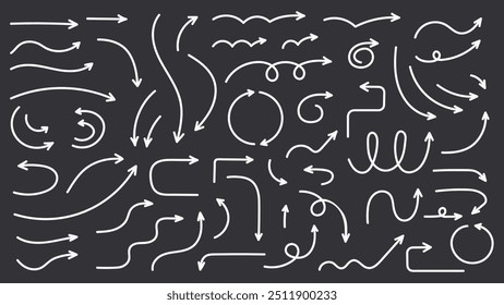 Hand drawn curved arrows collection, vector eps10 illustration