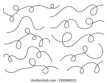 Hand drawn curved line shape. Curved line icon collection. Vector illustration isolated on white background